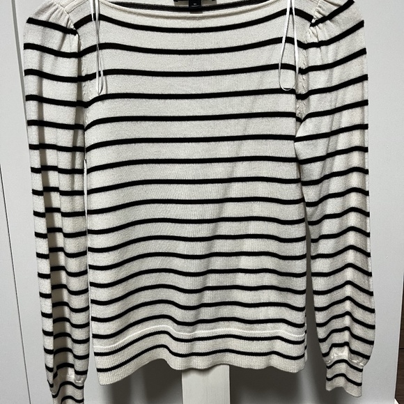 Ann Taylor | Women's AT Weekend Striped Crew Neck Knit Pullover - Picture 1 of 7